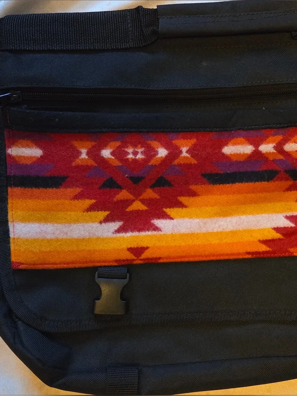 Messenger Bag with Fabric Panel